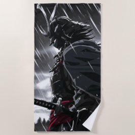 Illustration eines dunklen Samurai-Kriegers im Reg Strandtuch