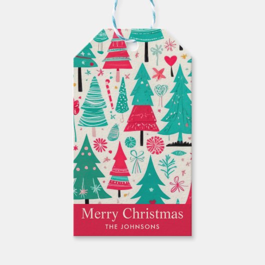 Illustration eines farbenfrohen, handgezeichneten  geschenkanhänger (Vorderseite)