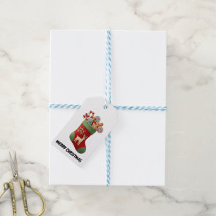 Illustration eines flauschigen Weihnachtsstrumpfs Geschenkanhänger