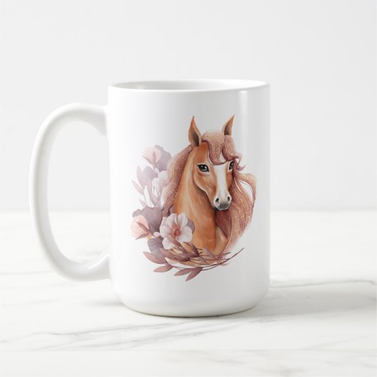 Illustration eines floralen Pferdes Kaffeetasse (Links)