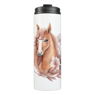 Illustration eines floralen Pferdes Thermosbecher