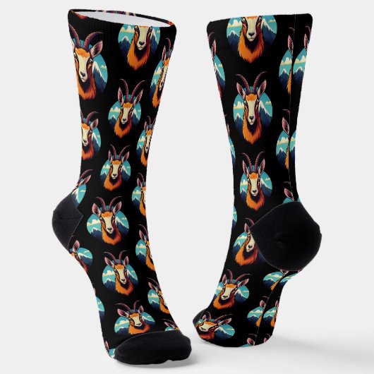 Illustration eines Gämsekopfes Socken (Gewinkelt)