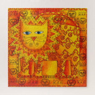 Illustration eines gemusterten Löwen in Wasserfarb Puzzle