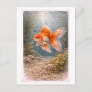 Illustration eines Goldfisches im Vintage-Stil Postkarte