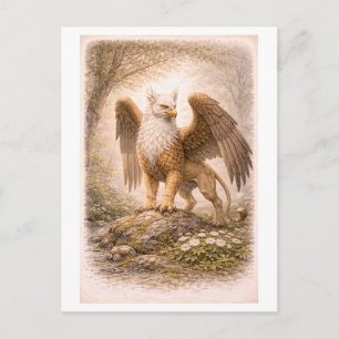 Illustration eines Greifen im Vintage-Stil (Mythen Postkarte