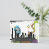 Illustration eines grungenhaften Stadtbildes Postkarte (Stehend Vorderseite)