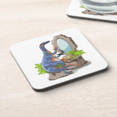 Illustration eines Iguanodon, das das Make-up anbr Getränkeuntersetzer (Linke Seite)