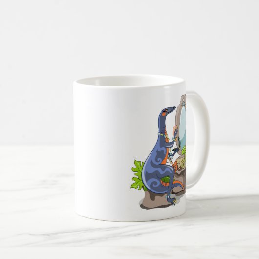 Illustration eines Iguanodon, das das Make-up anbr Kaffeetasse (VorderseiteRechts)
