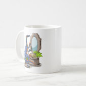 Illustration eines Iguanodon, das das Make-up anbr Kaffeetasse (Vorderseite Links)