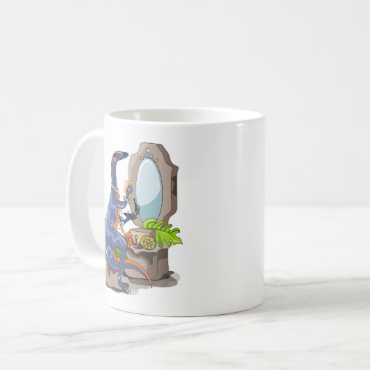Illustration eines Iguanodon, das das Make-up anbr Kaffeetasse (Vorderseite Links)