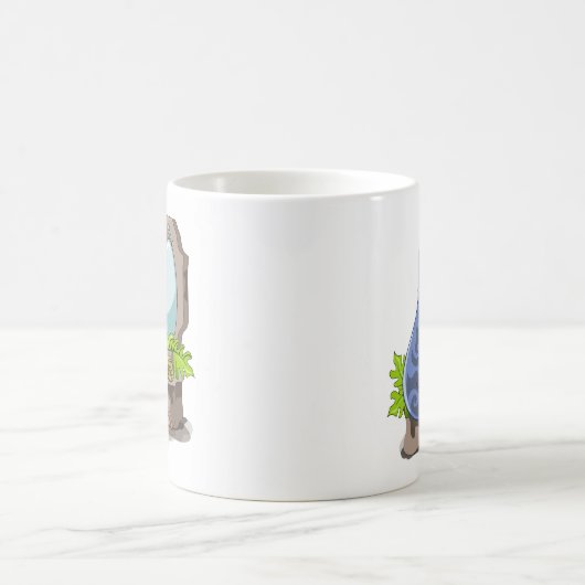 Illustration eines Iguanodon, das das Make-up anbr Kaffeetasse (Mittel)