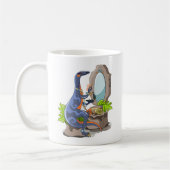 Illustration eines Iguanodon, das das Make-up anbr Kaffeetasse (Links)