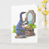 Illustration eines Iguanodon, das das Make-up anbr Karte (Gelbe Blume)
