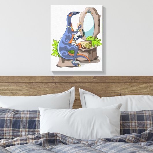 Illustration eines Iguanodon, das das Make-up anbr Leinwanddruck (Insitu (Schlafzimmer))