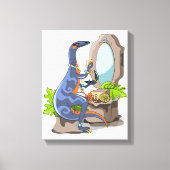 Illustration eines Iguanodon, das das Make-up anbr Leinwanddruck (Vorderseite)