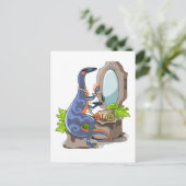 Illustration eines Iguanodon, das das Make-up anbr Postkarte (Stehend Vorderseite)