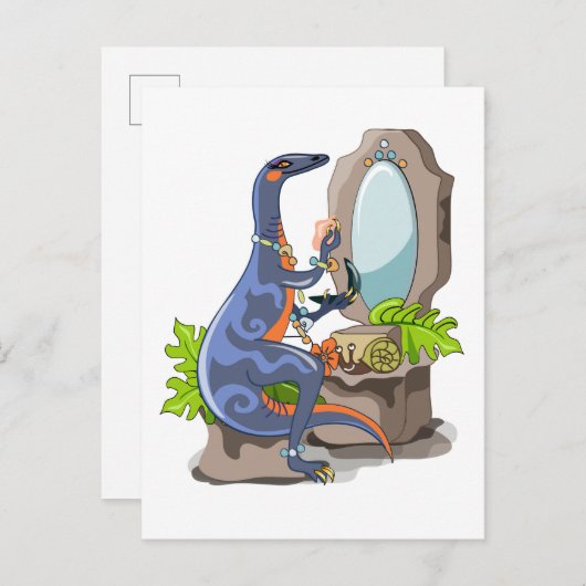 Illustration eines Iguanodon, das das Make-up anbr Postkarte (Vorne/Hinten)