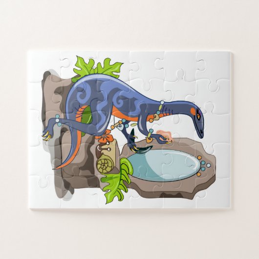 Illustration eines Iguanodon, das das Make-up anbr Puzzle (Horizontal)