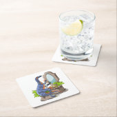 Illustration eines Iguanodon, das das Make-up anbr Rechteckiger Pappuntersetzer (Vor Ort)