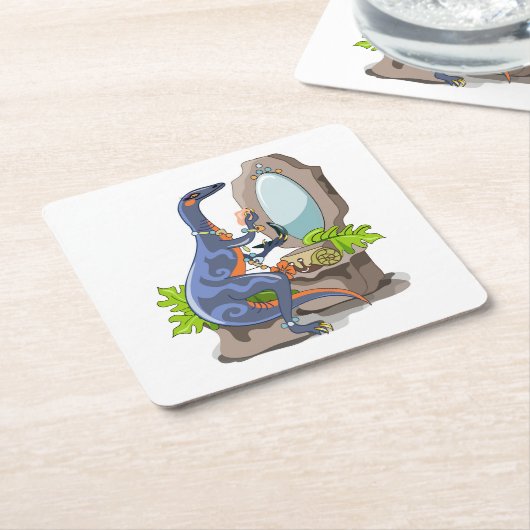 Illustration eines Iguanodon, das das Make-up anbr Rechteckiger Pappuntersetzer (angewinkelt)