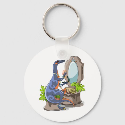 Illustration eines Iguanodon, das das Make-up anbr Schlüsselanhänger (Rückseite)