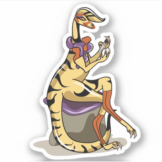 Illustration eines Iguanodon, der ihre Nägel polie Aufkleber (Vorderseite)