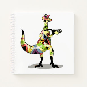 Illustration eines Iguanodon-Fotografen. Notizblock