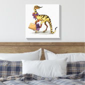 Illustration eines Iguanodon mit Einkaufstaschen. Leinwanddruck (Insitu (Schlafzimmer))