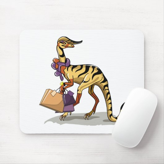 Illustration eines Iguanodon mit Einkaufstaschen. Mousepad (Mit Mouse)