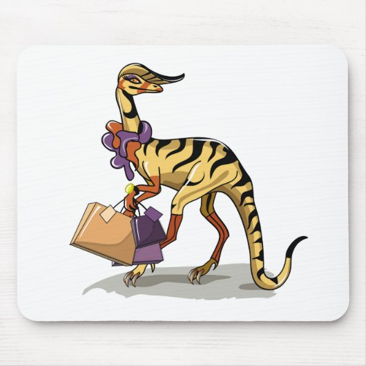 Illustration eines Iguanodon mit Einkaufstaschen. Mousepad (Vorne)