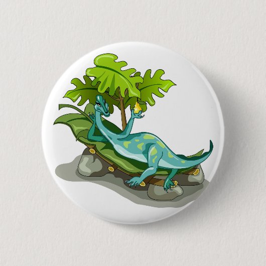 Illustration eines Iguanodon-Sonnenbades. Button (Vorderseite)
