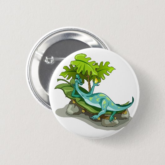 Illustration eines Iguanodon-Sonnenbades. Button (Vorne & Hinten)
