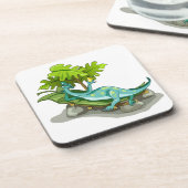 Illustration eines Iguanodon-Sonnenbades. Getränkeuntersetzer (Linke Seite)