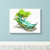 Illustration eines Iguanodon-Sonnenbades. Leinwanddruck (Insitu (Holzboden))