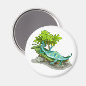 Illustration eines Iguanodon-Sonnenbades. Magnet (Vorderseite/Rückseite)