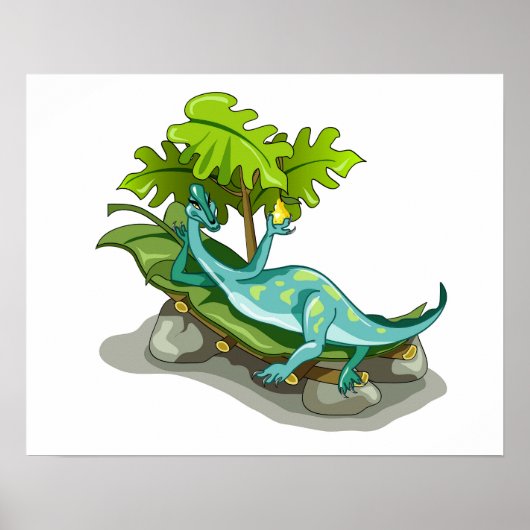Illustration eines Iguanodon-Sonnenbades. Poster (Vorne)