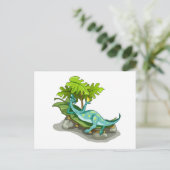 Illustration eines Iguanodon-Sonnenbades. Postkarte (Stehend Vorderseite)