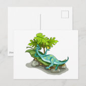 Illustration eines Iguanodon-Sonnenbades. Postkarte (Vorne/Hinten)