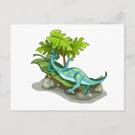 Illustration eines Iguanodon-Sonnenbades. Postkarte (Vorderseite)