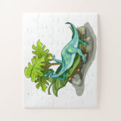 Illustration eines Iguanodon-Sonnenbades. Puzzle (Vertikal)