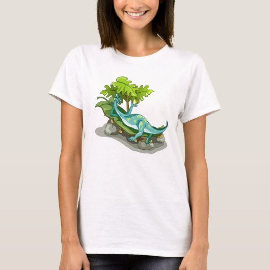 Illustration eines Iguanodon-Sonnenbades. T-Shirt (Vorderseite)