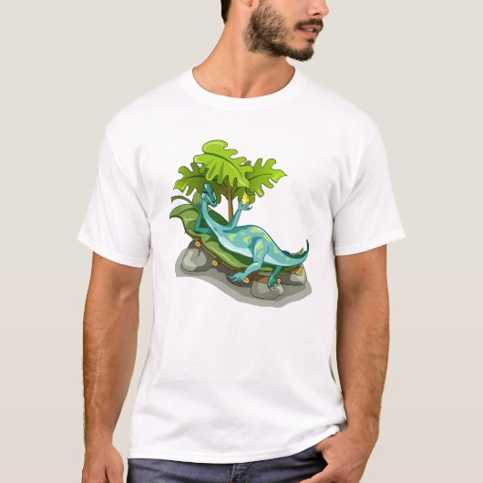 Illustration eines Iguanodon-Sonnenbades. T-Shirt (Vorderseite)