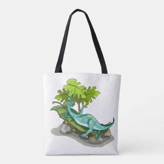 Illustration eines Iguanodon-Sonnenbades. Tasche (Rückseite)