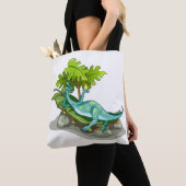 Illustration eines Iguanodon-Sonnenbades. Tasche (Von Nahem)
