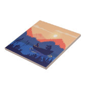 Illustration eines Kanus auf dem Sunset Lake Fliese (Seite)
