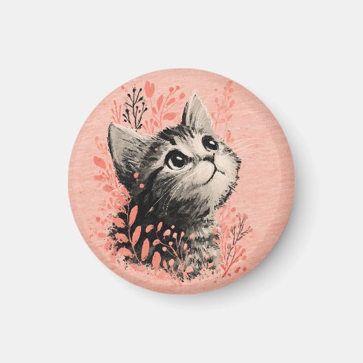 Illustration eines Kätzchens mit zarten botanische Magnet (Vorne)