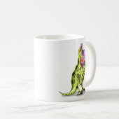Illustration eines Lambeosaurus, der ein Ei hält. Kaffeetasse (VorderseiteRechts)