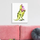 Illustration eines Lambeosaurus, der ein Ei hält. Leinwanddruck (Insitu (Wohnzimmer))