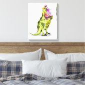 Illustration eines Lambeosaurus, der ein Ei hält. Leinwanddruck (Insitu (Schlafzimmer))