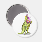Illustration eines Lambeosaurus, der ein Ei hält. Magnet (Vorderseite/Rückseite)